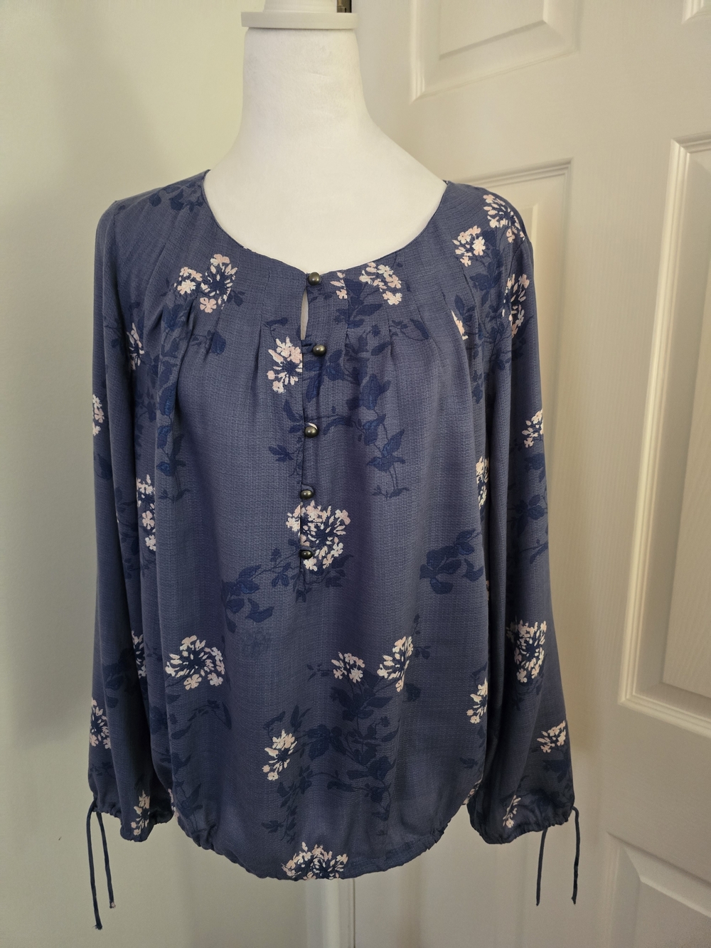 Lucky Brand 9" Button Down Pullover Multi Colored Elastic Waist Top Sz (M)